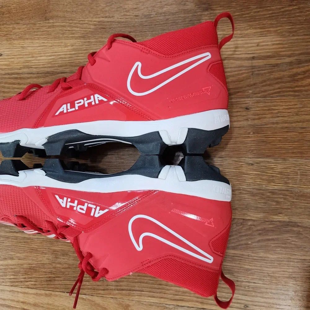 Nike Alpha Menace 3 Shark Mid Top Red Sneakers Football Cleats Mens Sz 16 NWOB
